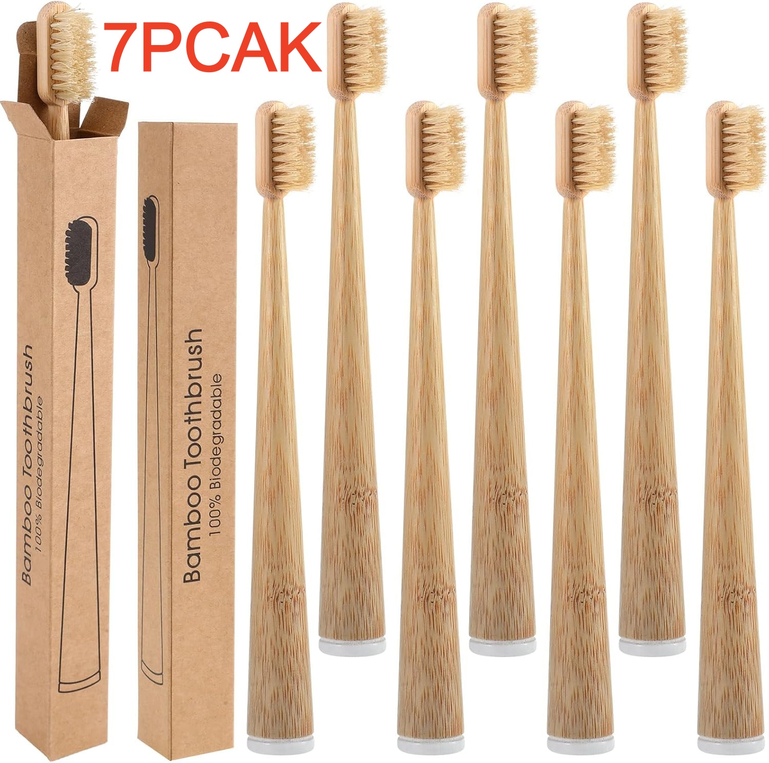 Bamboo Toothbrush Set - Pacote com 7 Escovas de Dente