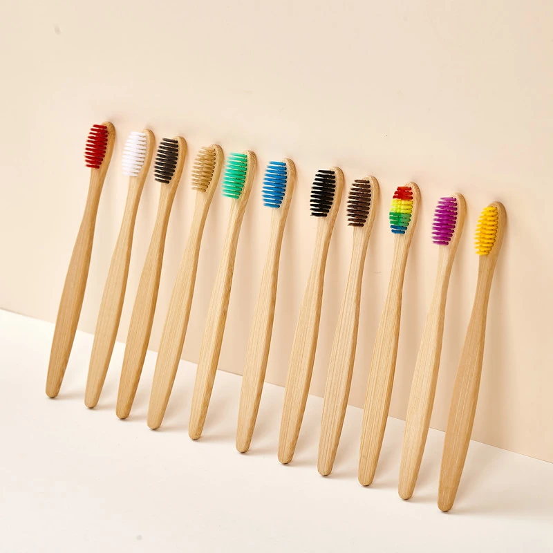 Bamboo Toothbrush Set - Escovas de dentes de bambu coloridas,