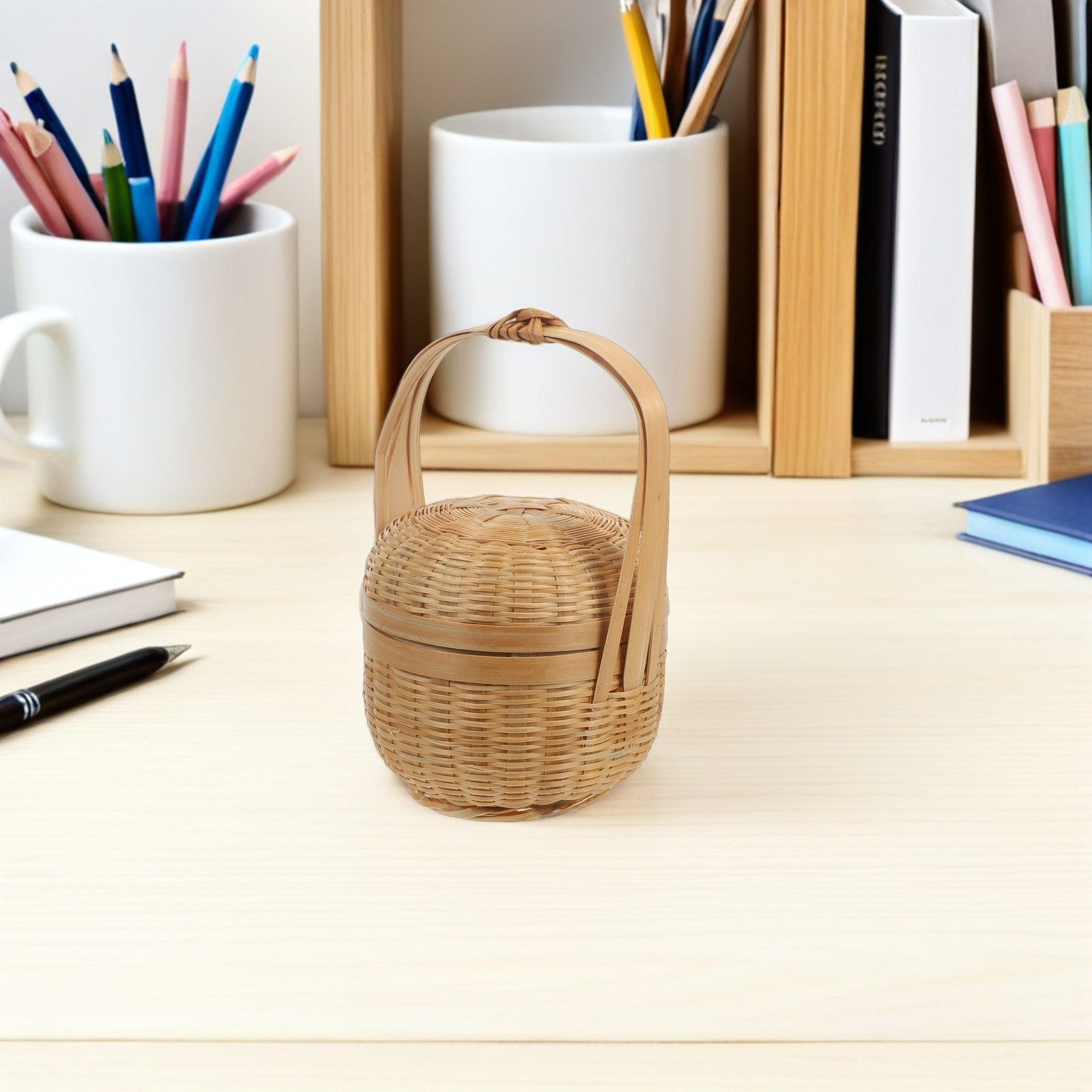 Sustainable Living Spaces - Cesto de Armazenamento Mini de Bambu