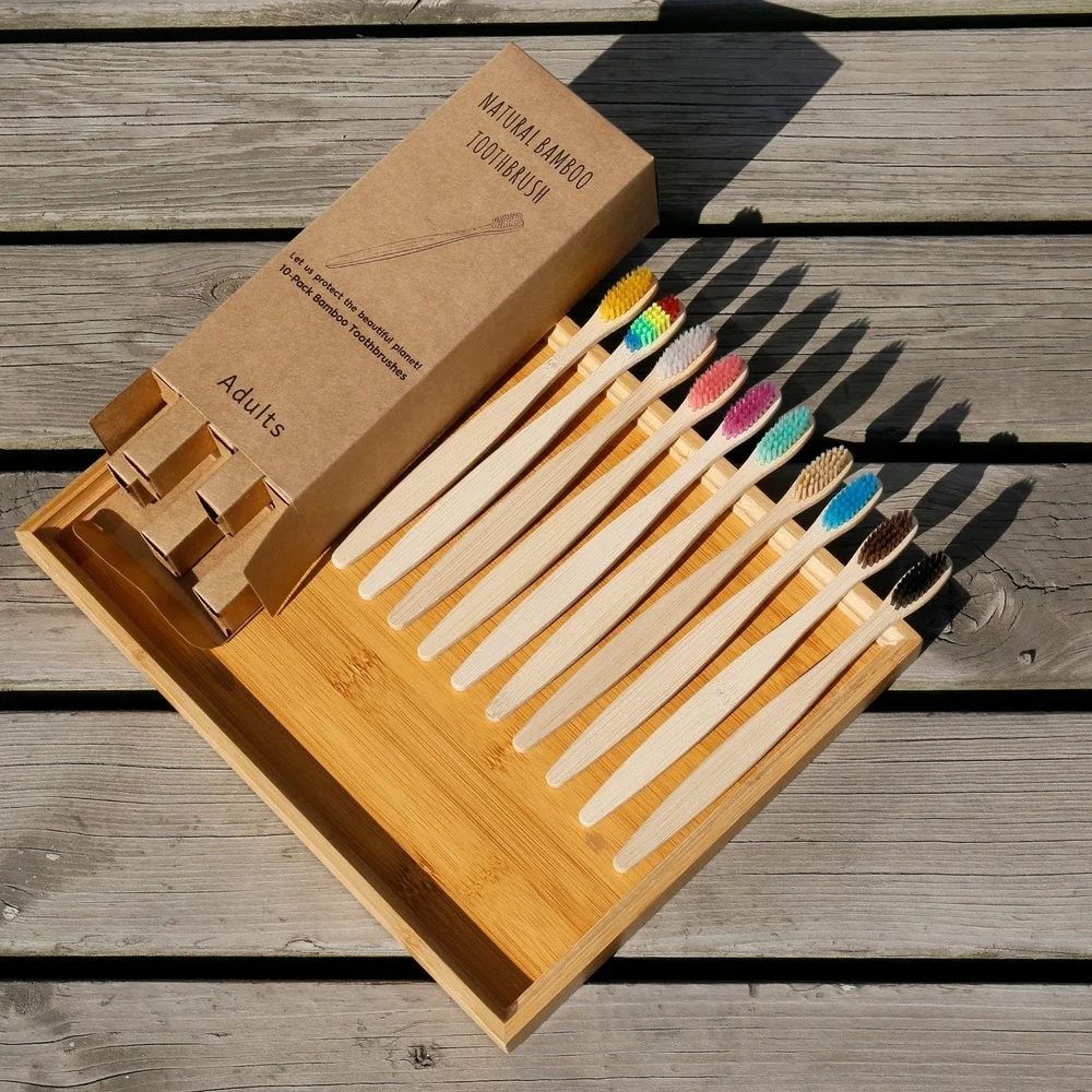 10 pçs escova de dentes colori - Bamboo Toothbrush Set avaliação e preço