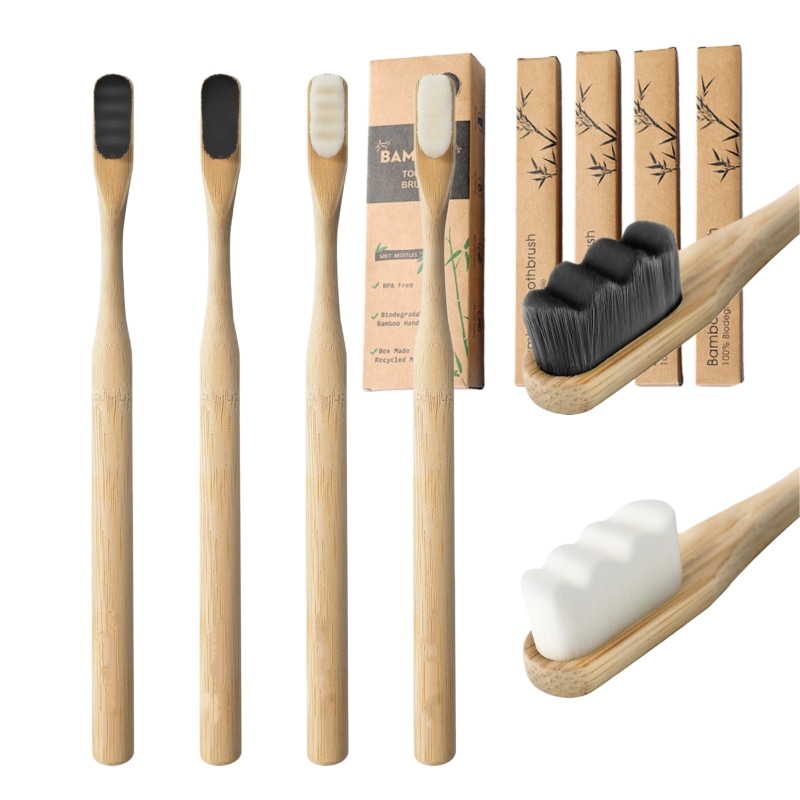 4 escovas de dentes micro-nano - Bamboo Toothbrush Set avaliação e preço