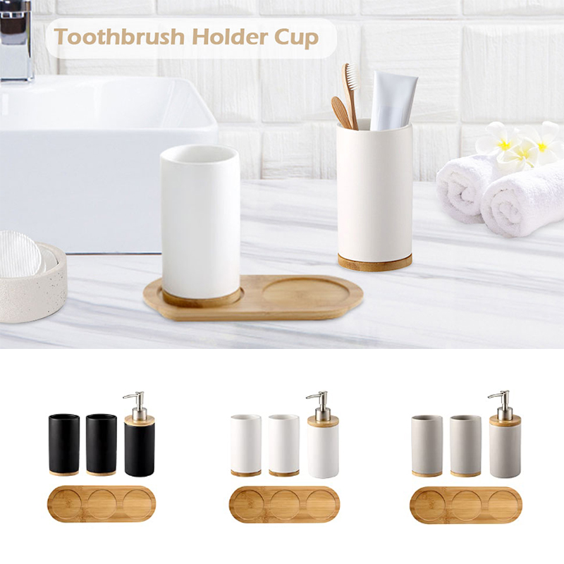 Conjunto de banheiro de cerâmi - Bamboo Toothbrush Set avaliação e preço